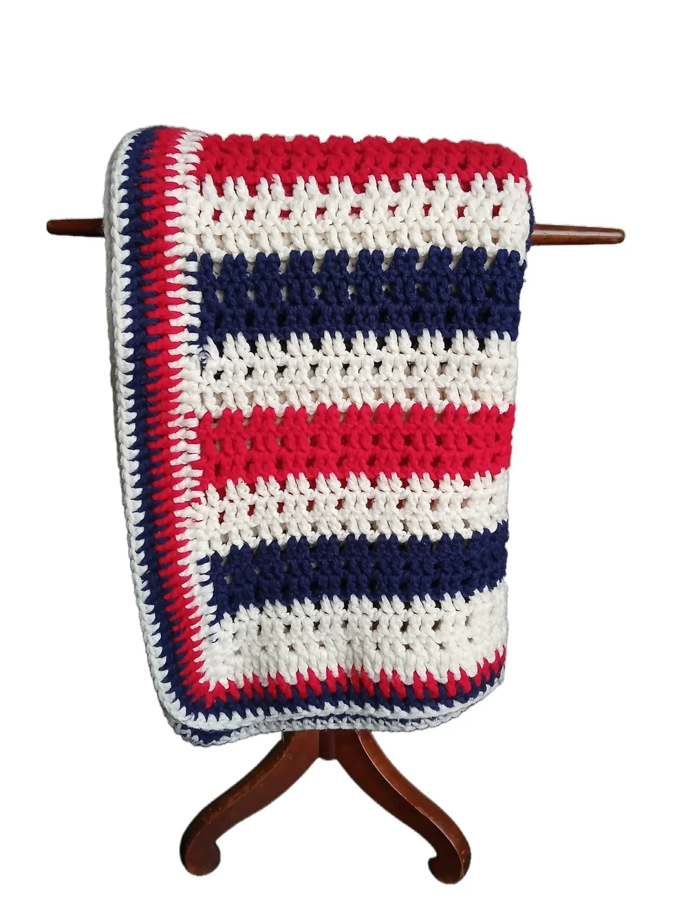 Striped Crochet Throw Blanket - Cozy Holiday Accent 50